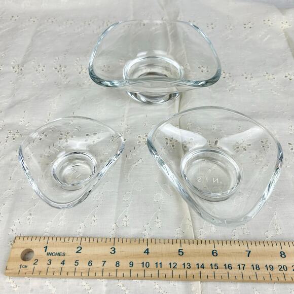 SIN Urch Glass Decorative Set of 3 Bowls Clear Dishwasher Safe Snacks Candy Dish - Picture 10 of 13